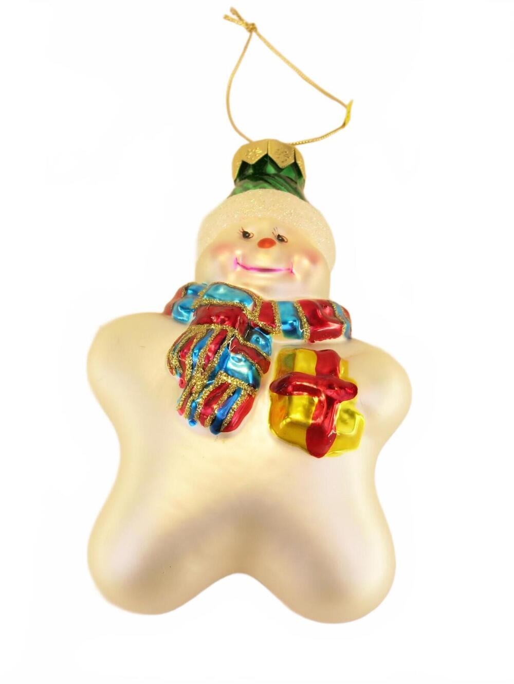 Kurt S Adler 5" Blown Glass Snowman Christmas Ornament Vintage
